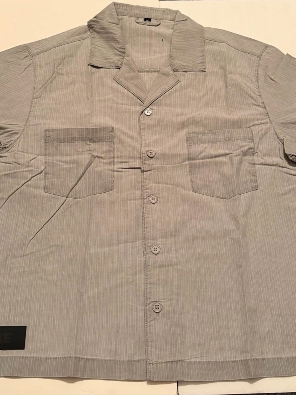 Ananke Men's Short-Sleeve Button-Down Shirt in Light Gray Pinstripe